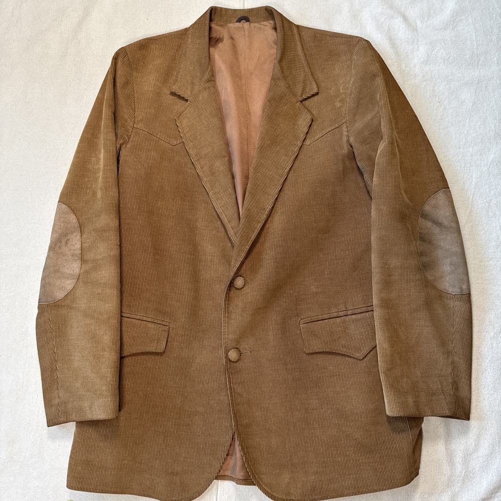 Pioneer Wear Corduroy Western Jacket Vintage Tan Blazer 44L Suede Tan Brown